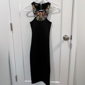Bebe Hand Embellished Bodycon Midi Dress NWOT